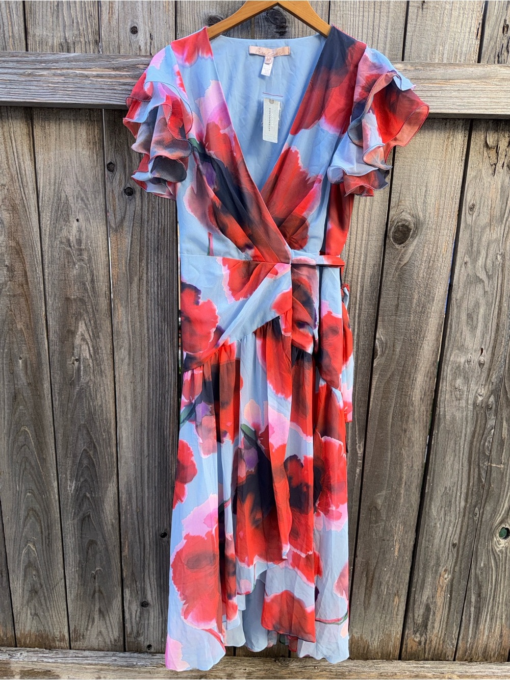 Hutch Anthropologie Zola Flutter-Sleeve Wrap Maxi Dress Size MP - Picture 12 of 13